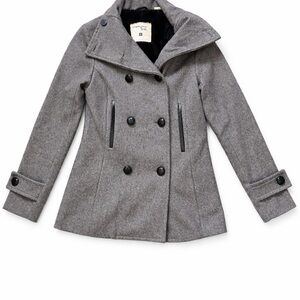 Triple Five Soul Grey Wool Blend Peacoat Faux Fur Lined S